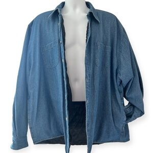 WRANGLER Mens Quilt Insulated Denim Shirt Jacket Shacket Size XXL